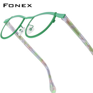 FONEX Acetate Titanium Glasses Frame Women New Fashion Brand Design Vintage Retro Square Cat Eye Eyeglasses Men High-Quality Japanese Optical Eyewear 85884