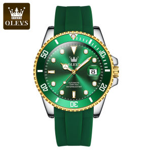 OLEVS Luxury Fashion Comfortable Silicone Strap Automatic Machinery Watch for Men