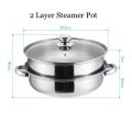 Stainless Steel Food Steamer Cooking Pot 28cm 2 Layer / 3 Layer Steamer Pot. 