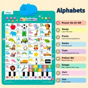 Audiobook Waterproof Rechargeable Talking Book Set - English Language Educational Toy for Babies with Animal Sounds Quiz Mode