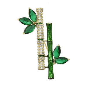 Elegant Bamboo Designs Brooch In Zinc Alloy Combining Retro and Modern Styles for Distinctive Fashion Statement Pieces