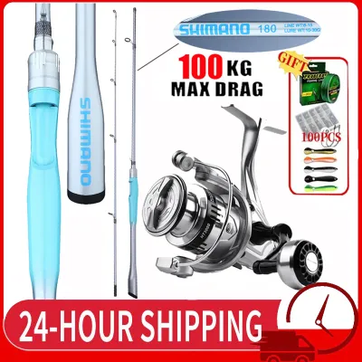 Shimano Spinning Rod Fishing Set Combo Reel Joran Pancing 1 Set Reel Surf Reel Jigging Pantai Karbon Roadrunner 1.65m-2.1m Rod Set