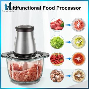 【Homelements】เครื่องบดเนื้อไฟฟ้า Chopper อาหารพร้อมใบมีดสองระดับ เครื่องประมวลผลอาหาร ความจุขนาดใหญ่สำหรับถั่วเนื้อ หัวหอมกระเทียม