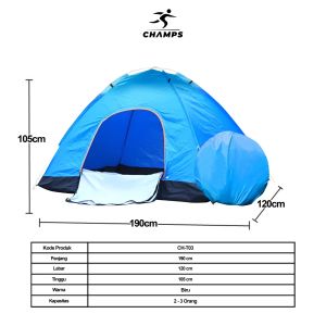 CHAMPS Tenda Camping Otomatis 2-3 Orang  Tenda Camping Dewasa