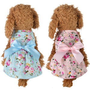 Westcoolpet Spring Summer Flower Print Cotton Cute Pet Dress Cat Dog Costume Outfit Clothes