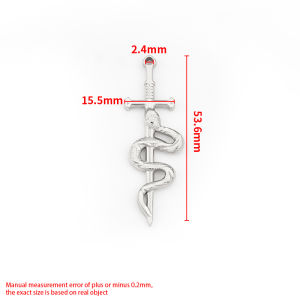 Stainless Steel 18k Gold Snake Sword Pendant diy Jewelry Necklace Bracelet Retro Cross Charms