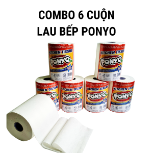 COMBO (6 CUỘN) GIẤY LAU BẾP GIẤY LAU TAY ĐA NĂNG 2 LỚP PONYO - 500G/CUỘN