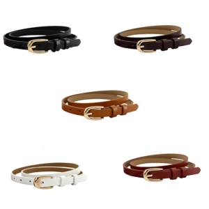 เข็มขัดหนัง PU สำหรับผู้หญิงเข็มขัดตกแต่งสีทึบบางกระดูกโอบเอวสายคาดเอวชุดเดรสลายดอกไม้ชุดชั้นในรัดเอวตกแต่ง