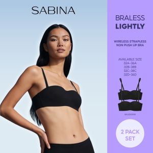 (Set 2 pcs.) Sabina NEW BRALESS 2025 Seamless Strapless Bra SBU25001 - Black