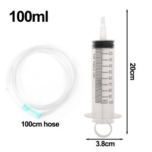 Large Capacity Syringes Oil Pump Syringe 100/300/550ml with 1m Hose Pet Feeding Measuring Pump Hydroponics Nutrient Big Syringe