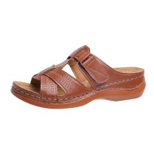 [Free Shipping] WomenS Shoes 44 Large Size 43 Sandals Fashionable Retro Solid Color Thick-Soled Slippers WomenS Sandals