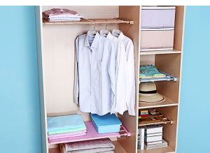 White Extendable Wardrobe Shelf - Adjustable Closet Organizer Rack (30cm-40cm Width) - Easy to Install, Nail-Free Partition Shelf Cabinet - 2 Color Options