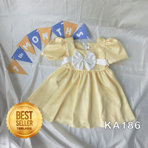 Baju Bayi Burgundy 2 Tahun Cewek Dress Pesta Anak Elegan Party Dress Kondangan Korean Style 2025 Gaun Warna Emerald Blue Green Coklat Mahogani Soft Yellow KAP186