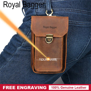 Túi Thắt lưng Royal Bagger dành cho nam ý Túi Da Bò Thật Phong cách cổ điển 100% túi đeo hông da ngựa điên cho nam túi đựng điện thoại ví thông dụng dùng ngoài trời
