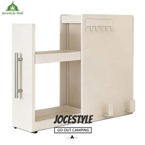 [Jocestyle Mall] Kitchen Narrow Side Countertop Storage Rack with Handle & Hooks Countertop Sliding Drawers Storage Unit for Bathrooms Pantry Under Sink