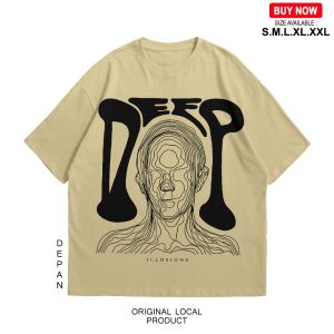 T-Shirt Boxy Fit Elevendays Deep Illusions Kaos Distro Oversize Pria Wanita Kaos Boxy Fit Cotton Combed 20s