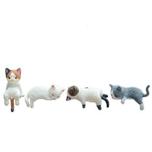 4Pcs Miniature Cats Figurines Decoration Computer Monitors Car Dashboards Cartoon Animal Figures Resins Craft Ornaments