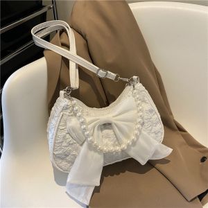 High-End Sense Bags Womens Western Style Bowknot French Pearl Underarm Fashionable All-Match One-Sh