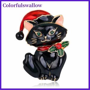 Colorfulswallow Giáng Sinh Cổ Điển Động Vật Dễ Thương Mèo Trâm Cài Pins Phụ Nữ Áo Quần Áo Phù Hiệu Đồ Trang Sức accessries