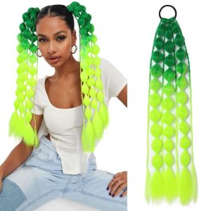 GOODOO Lightweight Colored Hair Extensions 20" with Hair Tie Ombre Crazy Hair Day Accessories 2025 for Girls for EDC Festival Rave Kids Bubble Ponytail Extension