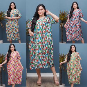 Daster Casual Floral Polyester untuk Busui dengan Resleting Depan - Nyaman & Hematir