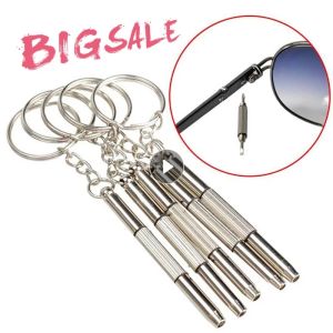 3 in 1 YESPERY ไขควงแว่นตาสแตนเลสแบบพกพาพวงกุญแจแว่นตากันแดดนาฬิกา ชุดซ่อมเครื่องมือ