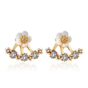 🔥C.three Korean Fashion Small Daisy Flower Back-mounted Earrings Hypoallergenic Earrings Cute Cherry Blossoms Flower Stud Earrings Jewelry