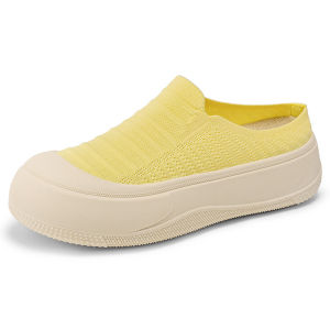 WomenS Summer Breathable Thick-Soled Shoes Open-Toe Slippers Solid Color Shallow Height-Increasing Shoes Simple Soft-Soled Half-Slipper