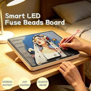 EDTUD Heat Resistant Smart Fuse Beads Boards App Controlled 2.6mm Beads LED Perler Beads Board Save Time Bluetooth Programmable Light Up Pegboard Beading Supplies