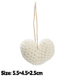 10Pcs DIY Knitted Heart Crochet Ornaments Valentines Day Romantic Handmade Embellishment New Year Ornament Clothes Decor