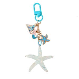Sáng Tạo Keychain vỏ vòng chìa khóa xe starfishes Móc Chìa Khóa Charm Gắn Túi ba lô phụ kiện mặt dây chuyền