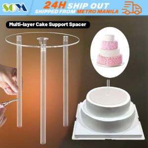 4/6/8/10 Inch Multilayer Cake Stand Hanging Mat Support Round Frame Dessert Stand Separator Stacking Rack Multi-layer Cake Stand Suspended Gasket Cake Tier Support Cake Dowel Rods Set 3Pcs Sticks with Cake Separator Plate Baking Tool LZC-Cake-Stand