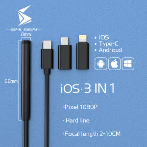 SHISEN Industrial Pipeline Endoscope 480P/1080P 8mm Camera is Suitable For ios Android Mobile Phone Computer Inspection Pipeline Car Visual Mirror