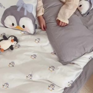 Korean Baby Girl Crib Bedding Set Bunny Rose Cherry Floral Cotton Muslin Cot Bedding Kit Duvet Cover Pillowcase No Filler