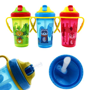 400ML Cute Baby Feeding Cup with Straw Portable Feeding Bottle