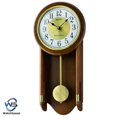 Seiko QXH073 QXH073B QXH073BN Dual Chimes (Westminster/Whittington) Quarter Hour Chime Pendulum Wooden Case Wall Clock