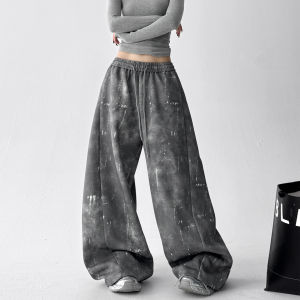 [Summer tie-dye drawstring wide-leg pants]กางเกงขากว้างเอวสูงลายแจ๊สแดนซ์สุดเทรนด์สำหรับผู้หญิงเกาหลี