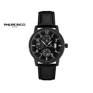 PhiLipe Ricci Jam Tangan Pria Kulit Terbaru Analog Quartz Strap Leather Dial Bulat Besar Gaya Modern Terbaru 4234 Man Watches Free Box Dan Baterai