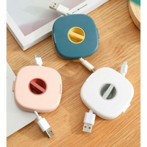Alpine Green /Pink /White Putih /Colour Kabel /Pengulung /Penyimpan Kabel Data Plus Docking Cable /Tempat Kabel Gulung Warna Warni Bisa Stand Holder Standing Bagus Murah ANeh unik Untuk Headseat Earphone handseat Type C Micro USB Lightning Bagus Murah OK