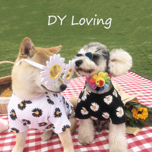DY Loving Dog Clothes Summer Cotton Breathable Fashion Brand Daisy Printed Paddy Dog Shirt Teddy Hiromi Corgi Clothes