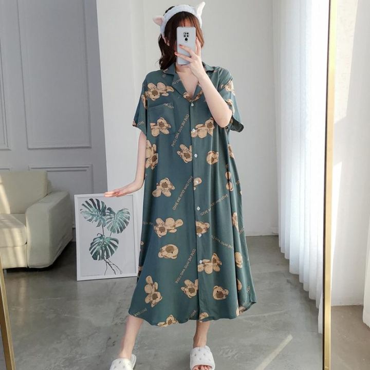 TOP☽✲ Plus Size Nightdress Korean Loose Pajamas Dress Cartoon