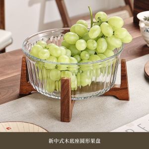 Chinese Style Glass Fruit Tray Living Room Household Coffee Tablenew Fruit Tray Large With Lid Dried Fruit Snacks Candy Tray