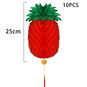 10Pcs Lucky Pineapple Lantern Red Chinese New Year Decorations Home Festive Lighting