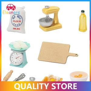 [Eleanor] 1Set 1:12 Dollhouse Miniature Flour Egg Beater Rolling Pin Cut Board Oil Bottle Baking Tool Model Kitchen Decor Toy