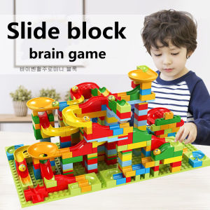 168PCS DIY Marble Race Track Ball Block Funnel Slide Brick DIY Assembled Building Blocks Childrens Toy For Boys And Girls Gifts