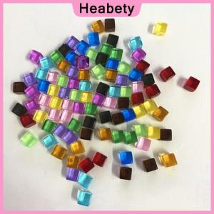 Heabety  50Pcs Set 8mm Clear Cube Colorful Crystal Square Corner Transparent Dice Chess
