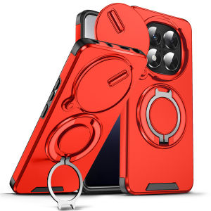 Magnetic Stand Shockproof Phone Case for Xiaomi Redmi Note 14 13 Pro Plus 5G Redmi 15 15C 14C 13 A5 Mi 14T Pro Slide Cover Camera Lens Protection Silicone Cover Casing