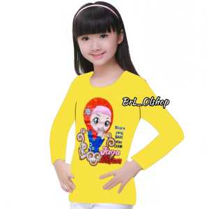 Kaos atasan anak perempuan murah | Kaos lengan panjang anak perempuan | Kaos Hijab | Kaos Warna | Hijab merah | Jaga Lisan | Untuk anak umur 1-10 tahun