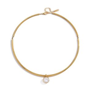 LUSIT Thép không gỉ Dây chuyền dây Có thể điều chỉnh Zircon hình học Vòng cổ Cổ điển Mạ vàng Dây chuyền đeo cổ Trang sức thời trang