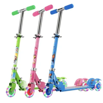 3-Wheels Scooter for kidsstainless steelfoldableride-on scootercartoons designlaser wheelwith lightssport/toysBIN LU